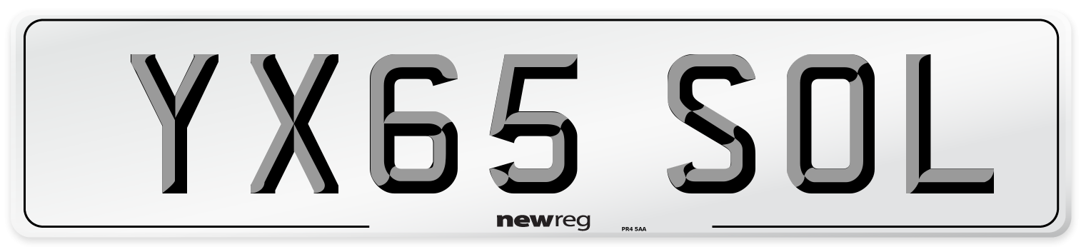 YX65 SOL Number Plate from New Reg